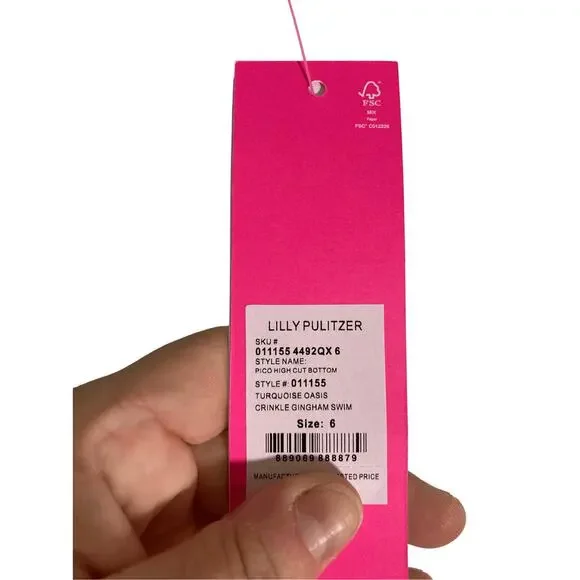 NWT Lily Pulitzer Turquoise Oasis Pico High Rise Beach Vacation Bikini Bottoms